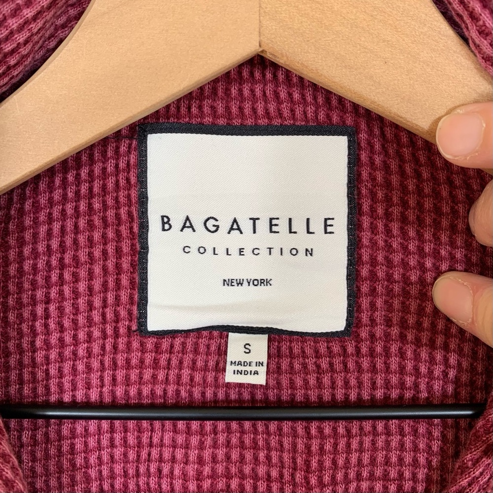 Bagatelle Burgundy Pigment Dyed Waffle Knit Thermal Shirt (Boho Indie Festival) - Picture 7 of 9